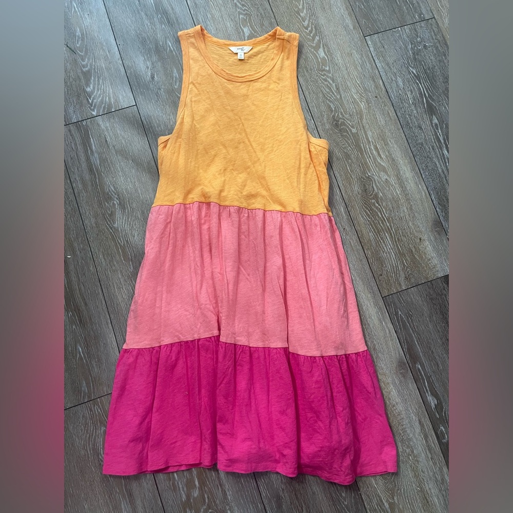 Terra & Sky Colorblock Tiered Cotton Sleeveless Dress - Size 0X (14W)